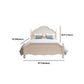 White Victorian Bed Frame Wood Panel Bed with Camelback Headboard