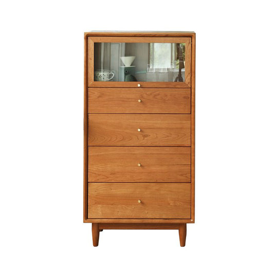 Contemporary Vertical Combo Dresser Solid Wood Storage Dresser for Home
