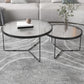 Contemporary Round Glass Top Metal Cross Legs Nesting Coffee Table Clearhalo 'Coffee & Accent Tables' 'Coffee Tables' 'coffee_tables' 'furn' 'furn_coffee_tables' 'Furniture' 'Living Room Furniture' 1200x1200_60304b3e-a7f3-4c2c-a161-9926dfd12646