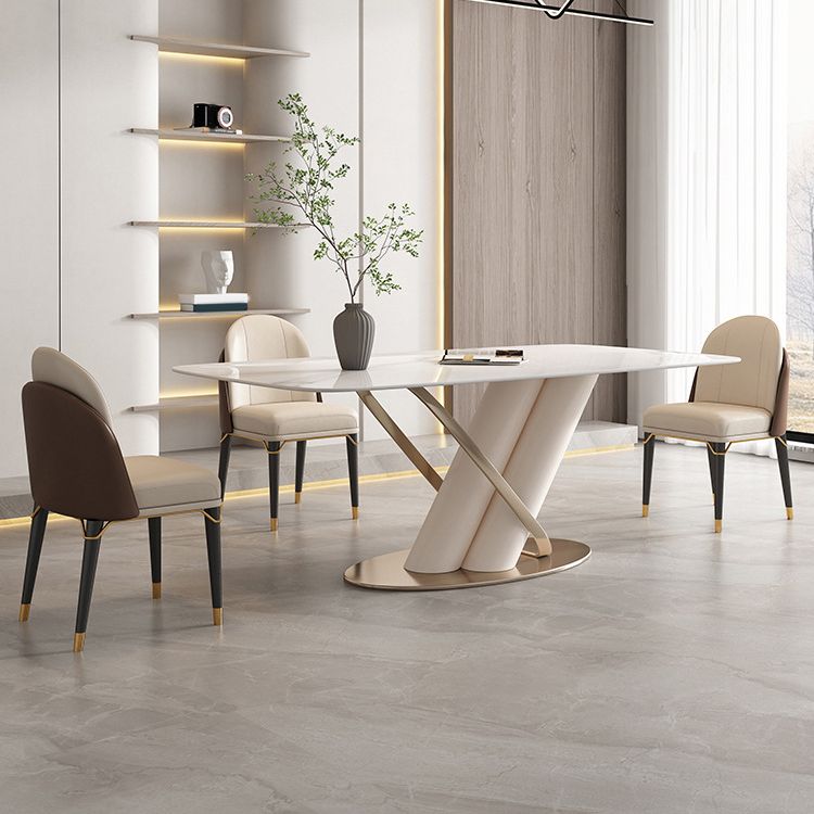 Contemporary Rectangle Sintered Stone Dining Table Set 1/4/5/7 Pieces Dining Set Clearhalo 'Dining Room Sets' 'Dining Tables & Seating' 'dining_room_set' 'furn' 'furn_dining_room_set' 'Furniture' 'Kitchen & Dining Furniture' 1200x1200_60308129-baad-4f5f-88cc-f231971c3a9e