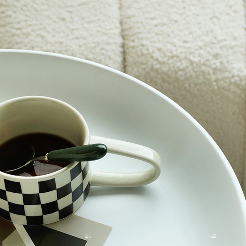 Mid-century Modern Round Tray Top Coffee Table Iron Pedestal Cocktail Table