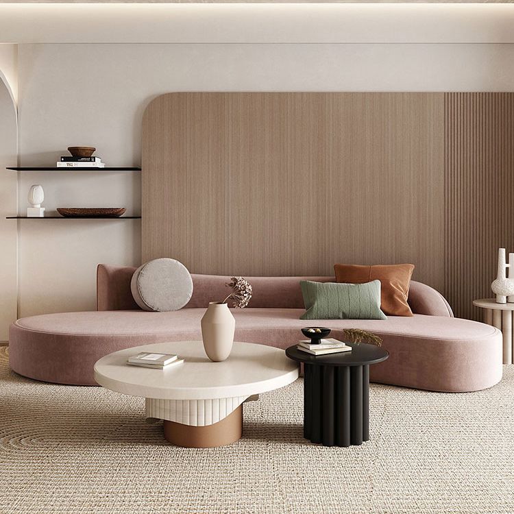 ベルベットモダンカーブドソファ39.37 "D 2羽の枕とアームレスソファ