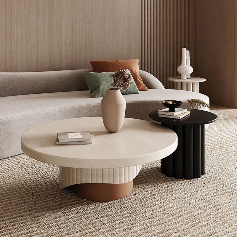 Noordse houten voetstuk salontafel macaroon ronde nestelende salontafel