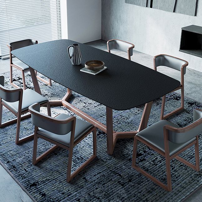 Modern Rectangle Stone Dining Table Ash Wood Base for Kitchen Clearhalo 'Dining Tables & Seating' 'Dining Tables' 'dining_table' 'furn' 'furn_dining_table' 'Furniture' 'Kitchen & Dining Furniture' 1200x1200_60383586-8dcd-40a2-bcef-d207fafc503e