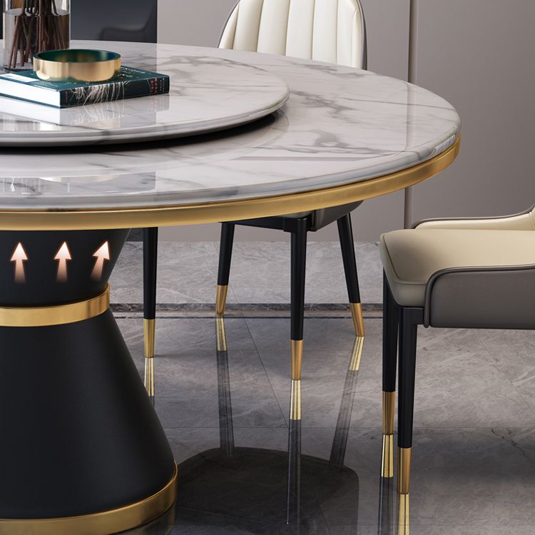 Marble Dining Table Luxury Style Single Pedestal Base Round Scratch Resistant Table for Home Clearhalo ' dining_table' 'Dining Tables & Seating' 'Dining Tables' 'furn' 'furn_dining_table' 'Furniture' 'furniture_dining_table' 'Kitchen & Dining Furniture' 'kitchen&dining_furn' 'kitchen' 'kitchen_dining_table' 1200x1200_6038f31b-2da9-4039-9254-cf86d3770d8b