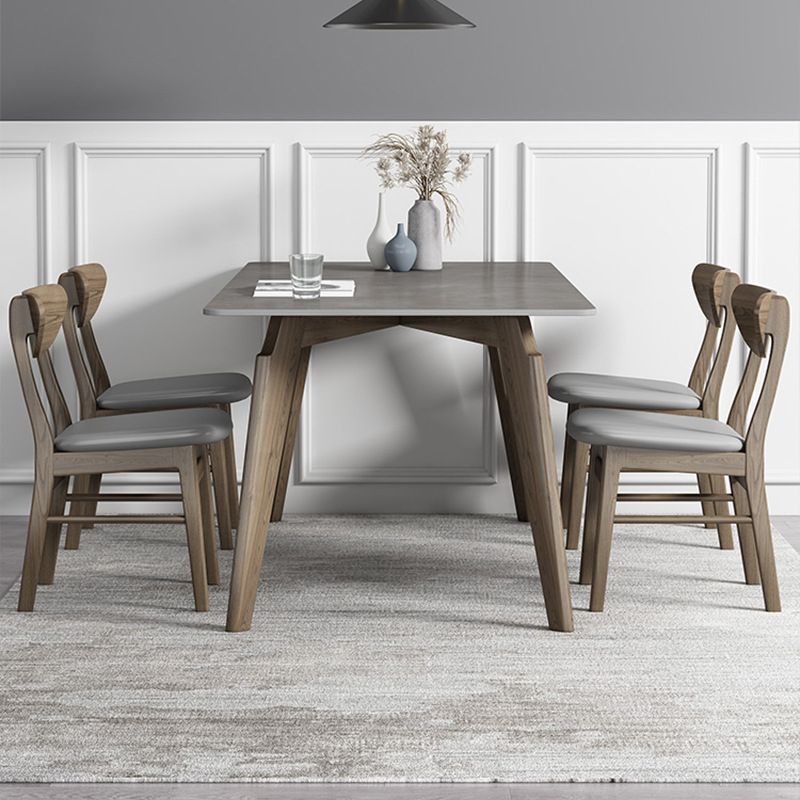 Industrial Style Rectangle Dining Table Sintered Stone Table with Wood Legs Clearhalo 'Dining Tables & Seating' 'Dining Tables' 'dining_table' 'furn' 'furn_dining_table' 'Furniture' 'Kitchen & Dining Furniture' 1200x1200_603a0d7d-438e-4c6e-b817-6838f6dfb75e