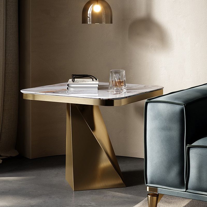 19.69" Tall Round Slate Side Table Luxurious Pedestal End Table