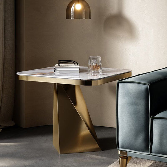 19,69 "tavolo laterale ardesia rotondo alto tavolo da piedistallo lussuoso