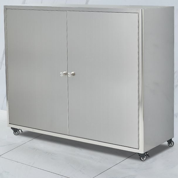 Stainless Steel Kitchen Sideboard Cabinet Modern Server Cabinet with Storage Clearhalo 'buffet_sideboard' 'Buffets & Sideboards' 'furn' 'furn_buffet_sideboard' 'Furniture' 'furniture_buffet_sideboard' 'Kitchen & Dining Furniture' 1200x1200_6040b939-1100-4671-bb3f-cc78fd080604