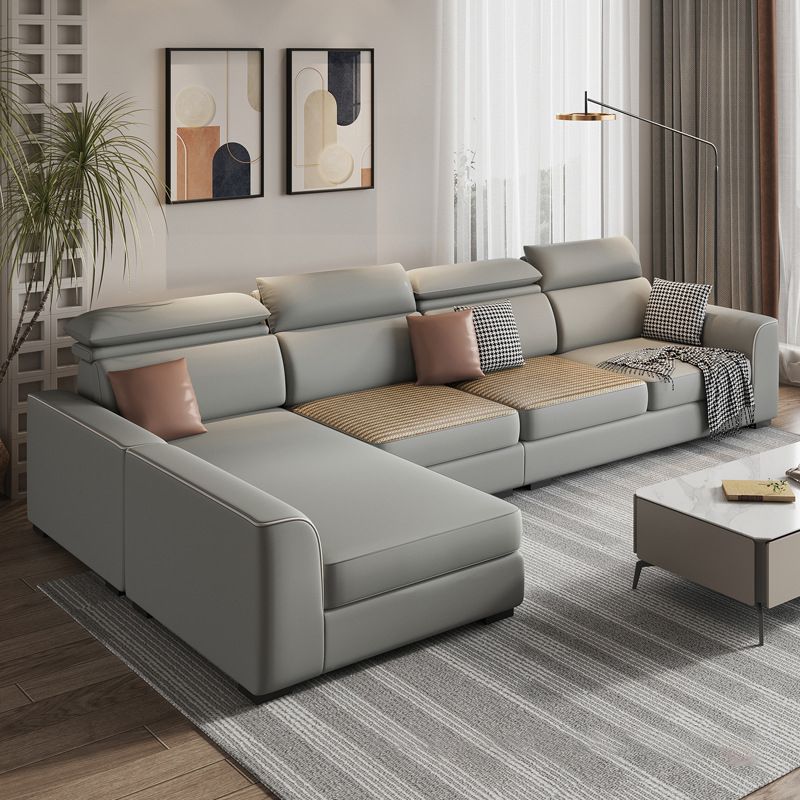Modern 4-Seater Sofa with Square Arms for Living Room Reversible Sectional