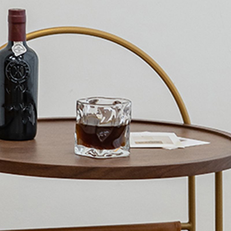 Mesa lateral de madera sólida con mesa de esquina superior de bandeja redonda de almacenamiento