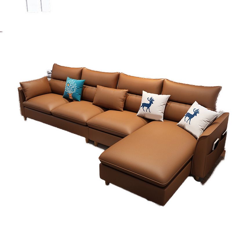 L-Shape High Back Sectional Slipcovered Straight Arm Sofa with Storage Clearhalo 'furn' 'furn_sectionals' 'Furniture' 'furniture_sectionals' 'Living Room Furniture' 'Sectionals' 1200x1200_60425119-92c3-462c-a5cd-bbbb4928fa19