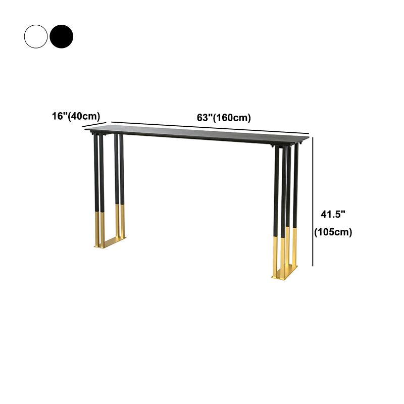 Stone Top Bar Table Traditional Luxury Rectangle Bar Table with Sled Base in Gold Clearhalo 'Bar Furniture' 'Bar Tables' 'bar_tables' 'furn' 'furn_bar_tables' 'Furniture' 'furniture_bar_tables' 'Kitchen & Dining Furniture' 1200x1200_6044391c-bd51-4f43-a1a1-d829520e278e
