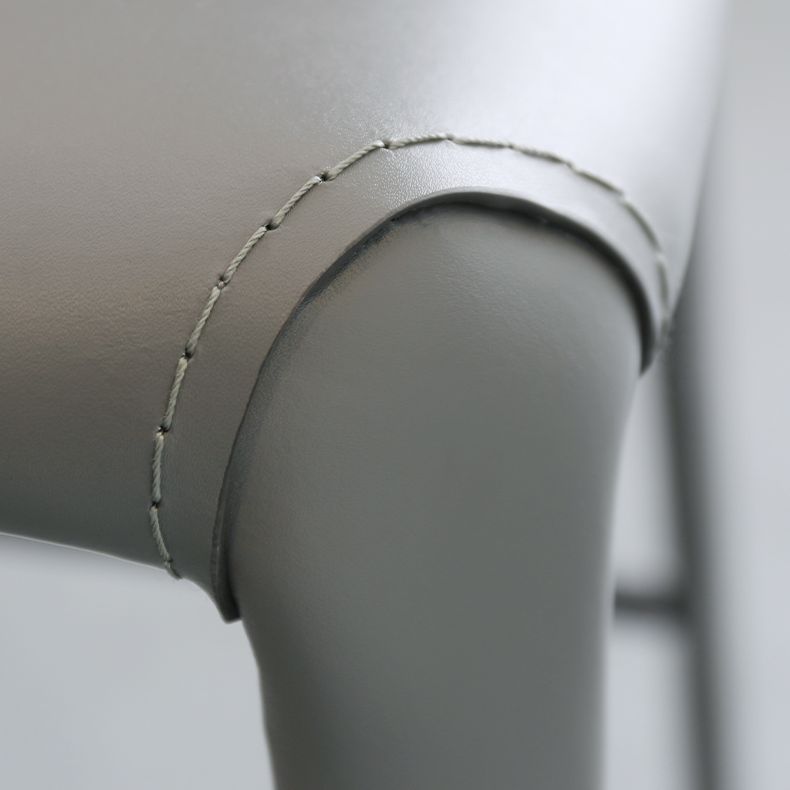 Faux Leather Dining Stools Low Back Bucket Bar Stools with Metal Base