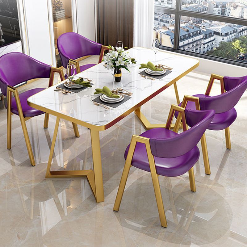Dinner Room Dining Table Kitchen Luxury Stone Metal Base Dining Table Clearhalo 'Dining Tables & Seating' 'Dining Tables' 'dining_table' 'furn' 'furn_dining_table' 'Furniture' 'Kitchen & Dining Furniture' 1200x1200_60494daf-a7b6-4273-8596-c2f100f07797
