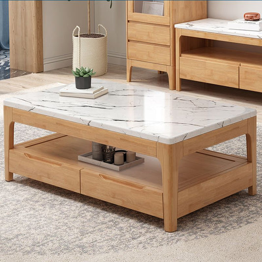 収納引き出しを備えたモダンな4脚長方形のシングルコーヒーテーブル