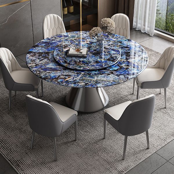 Metal Pedestal Dining Table Round Stone Top Dining Table for Dining Room Clearhalo 'Dining Tables & Seating' 'Dining Tables' 'dining_table' 'furn' 'furn_dining_table' 'Furniture' 'Kitchen & Dining Furniture' 1200x1200_604b09e6-e992-4c30-bcc0-9733a192d563