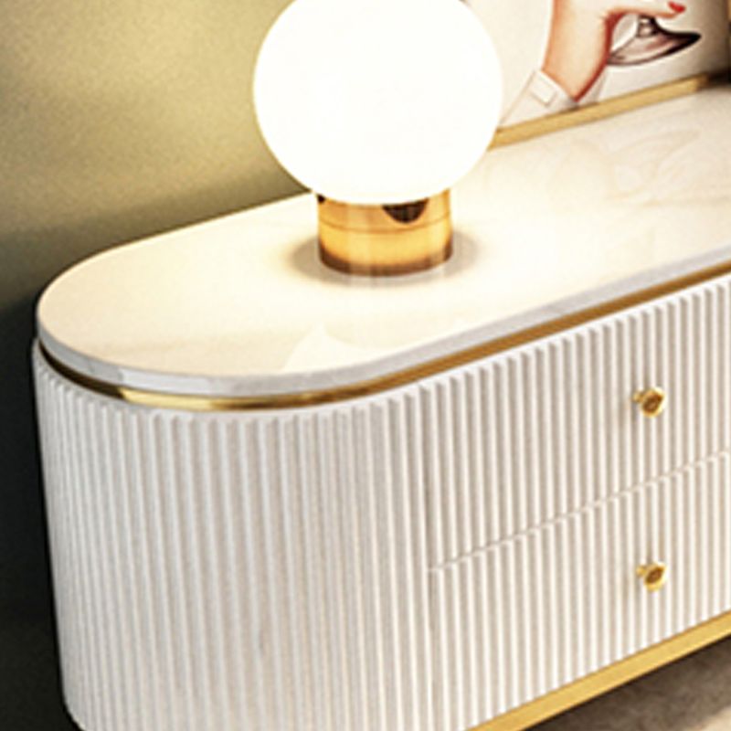 Console TV all'angolo bianco da 23 pollici e console multimediale, supporto TV in ardesia per TV con cassetti