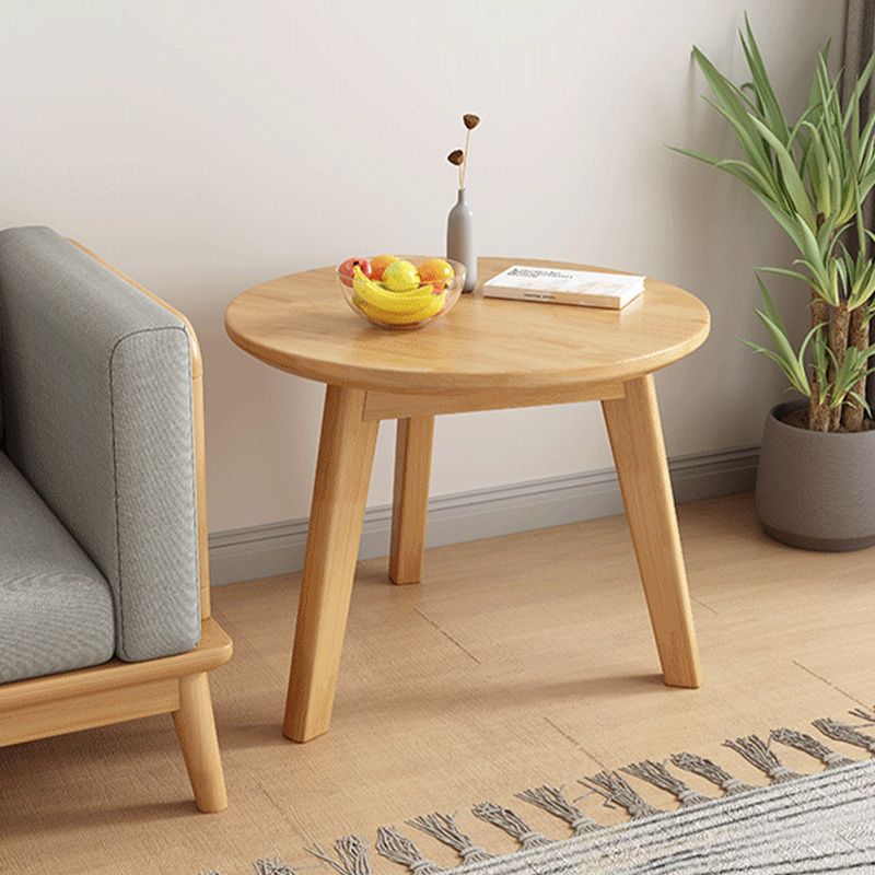 Mesa auxiliar de madera sólida 3 patas redonda de la sala de estar nórdica