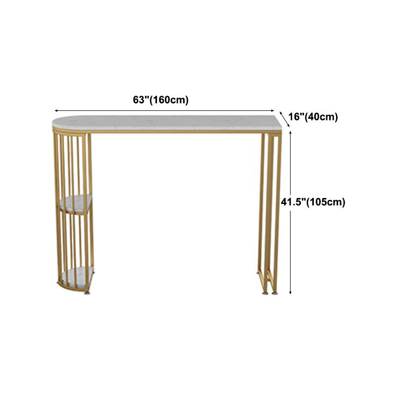 Faux Marble Indoor Glam Bar Dining Table Iron Double Pedestal Bistro Table with Shelve Clearhalo 'Bar Furniture' 'Bar Tables' 'bar_tables' 'furn' 'furn_bar_tables' 'Furniture' 'furniture_bar_tables' 'Kitchen & Dining Furniture' 'kitchen&dining_furn' 'kitchen' 1200x1200_604d2e14-1ac6-4724-8d6c-88ed8253c374