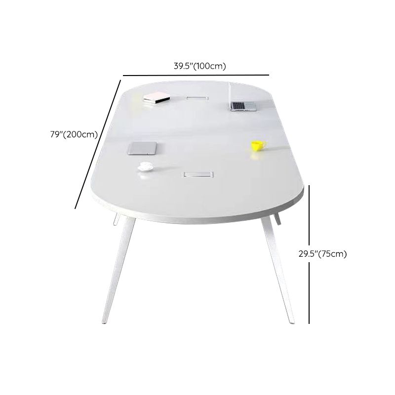 Escritorio de oficina de madera contemporánea Base de escritura ovalada