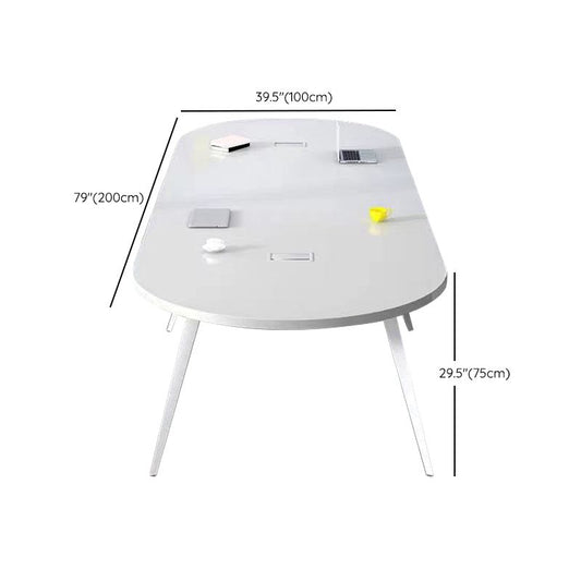 現代の木製オフィスデスクパーソンズベースの楕円形のライティングデスク