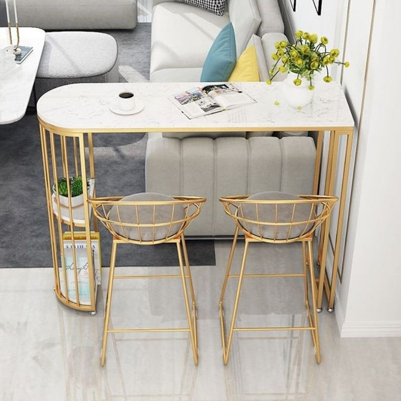 Faux Marble Bistro Bar Table Rectangle Metal Base Bar Table for Living Room Clearhalo 'Bar Furniture' 'Bar Tables' 'bar_tables' 'furn' 'furn_bar_tables' 'Furniture' 'Kitchen & Dining Furniture' 1200x1200_604d96c8-0892-4035-bac2-288eae45cb83