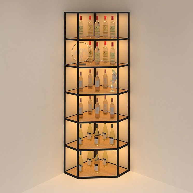 Porte-bouteille à vin industriel en bois Fabriqué le support de bouteille en bois en noir mat