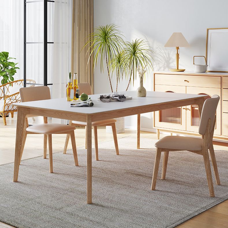 Contemporary Rectangular White Stone Dining Table with 4 Foot Clearhalo 'Dining Tables & Seating' 'Dining Tables' 'dining_table' 'furn' 'furn_dining_table' 'Furniture' 'Kitchen & Dining Furniture' 1200x1200_604f624e-88fa-4487-b2de-b81c45b216a6