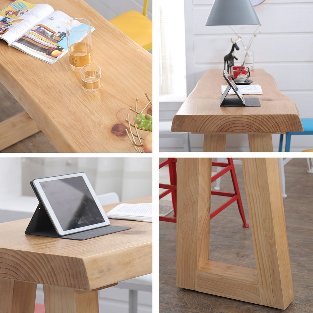 Modern Solid Wood Bar Table Set 1/5 Pieces Double Pedestal Pub Table Set in Natural Clearhalo 'Bar Furniture' 'furn' 'furn_home_bar_bar_sets' 'Furniture' 'Home Bars & Bar Sets' 'home_bar_bar_sets' 'Kitchen & Dining Furniture' 1200x1200_60506d24-db24-435b-b88b-d3063a746ca3