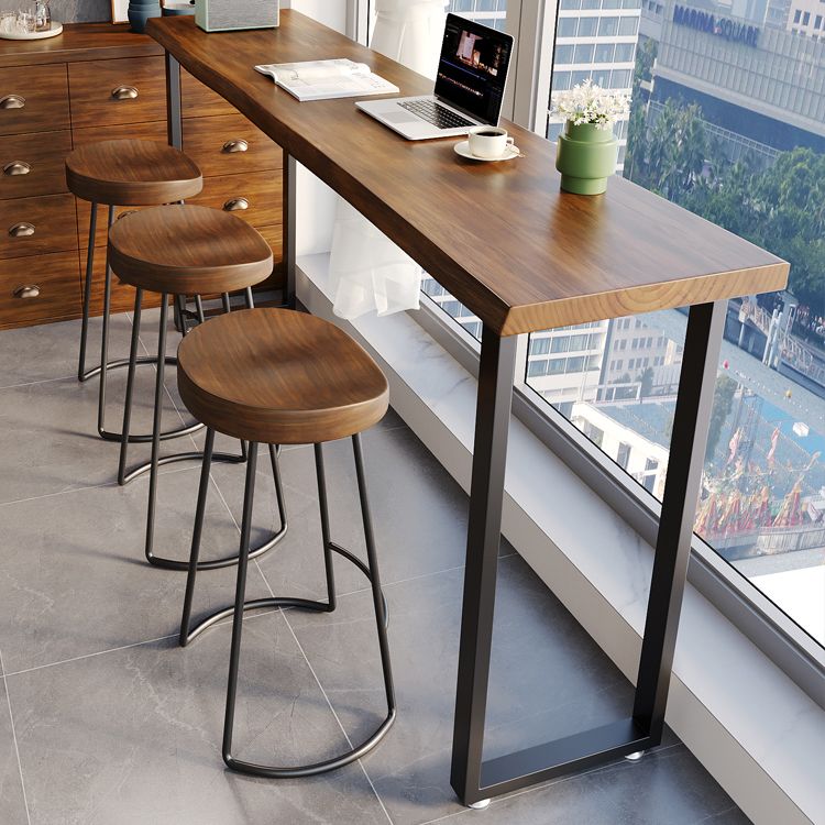 Modern Rectangle Wood Bar Table Metal Base for Milk Tea Shop Clearhalo 'Bar Furniture' 'Bar Tables' 'bar_tables' 'furn' 'furn_bar_tables' 'Furniture' 'Kitchen & Dining Furniture' 1200x1200_60517d3d-487f-4204-b13d-13f9e3392f6d