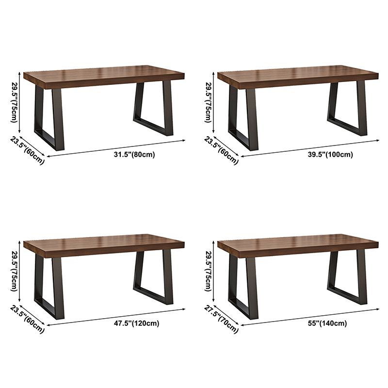 Simple Solid Wood Kitchen Dining Table Brown Rectangle Shape Dining Table with Double Pedestal Base Clearhalo ' dining_table' 'Dining Tables & Seating' 'Dining Tables' 'furn' 'furn_dining_table' 'Furniture' 'furniture_dining_table' 'Kitchen & Dining Furniture' 'kitchen&dining_furn' 'kitchen' 'kitchen_dining_table' 1200x1200_6051f7e0-ad62-4638-8dc6-6dbaf47831b2