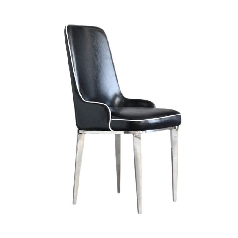 Scandinavian Dining Chairs with 4 Metal Legs Faux Leather Armless Chair for Home Clearhalo ' kitchen&dining_furn' 'Dining Chairs' 'Dining Tables & Seating' 'dining_chair' 'furn' 'furn_dining_chair' 'Furniture' 'furniture_dining_chair' 'Kitchen & Dining Furniture' 'kitchen' 1200x1200_605250f8-ec9d-440a-9009-5350a4f1db5b