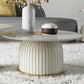 Modern Metal Cocktail Table Round Pedestal Coffee Table - White