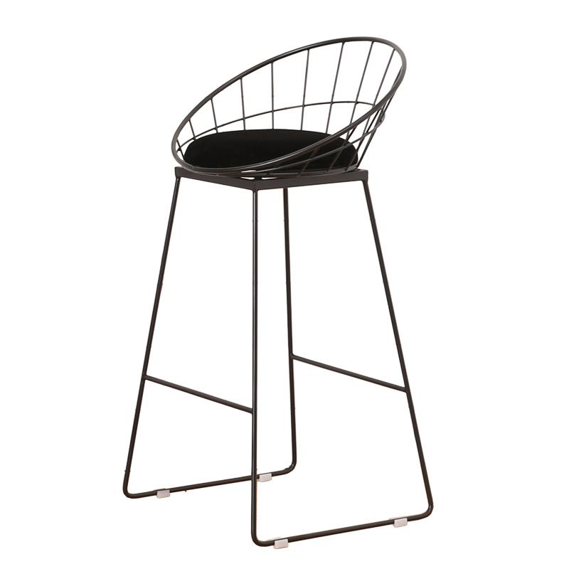 Modern Armless Counter Stool Iron Dining Room Bar Stool with Seat and Pedal