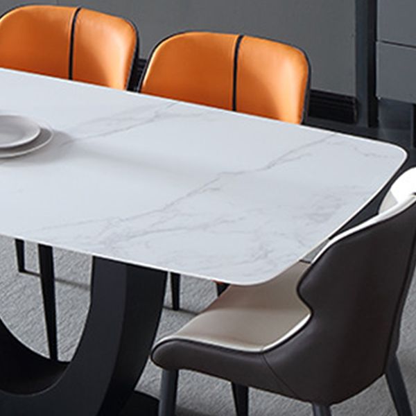 Industriële rechthoek eettafel gesinterde stenen tafel met metalen been voor thuis