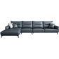 Blue Pillow Back Sectional Genuine Leather L-shape 3/4-Seat Sectional