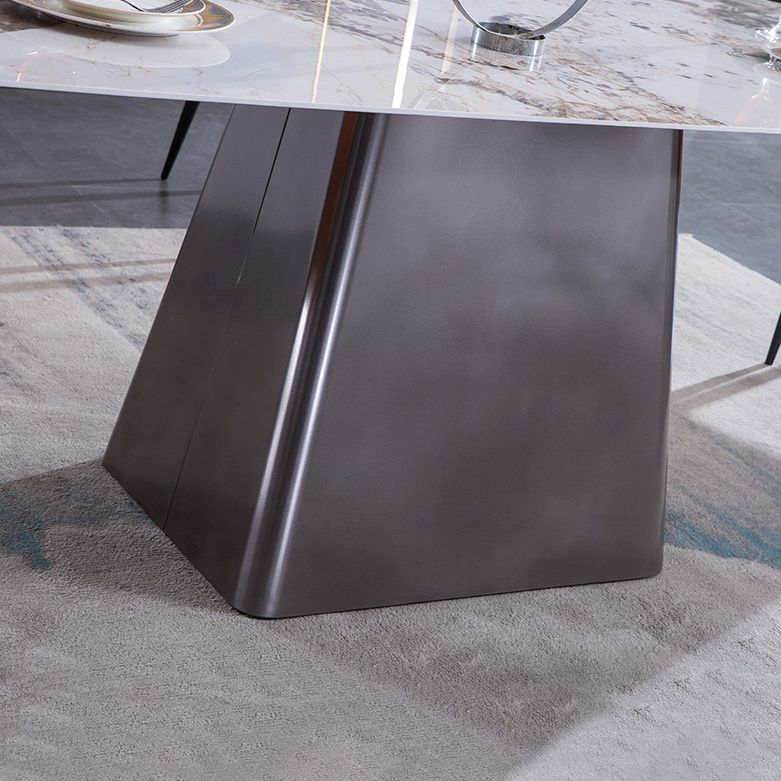 Metal Traditional Luxury Rectangle Table Sintered Stone Indoor Table with Pedestal Clearhalo ' dining_table' 'Dining Tables & Seating' 'Dining Tables' 'furn' 'furn_dining_table' 'Furniture' 'furniture_dining_table' 'Kitchen & Dining Furniture' 'kitchen&dining_furn' 'kitchen' 'kitchen_dining_table' 1200x1200_60555577-d3b5-41e0-9994-f52838a72855