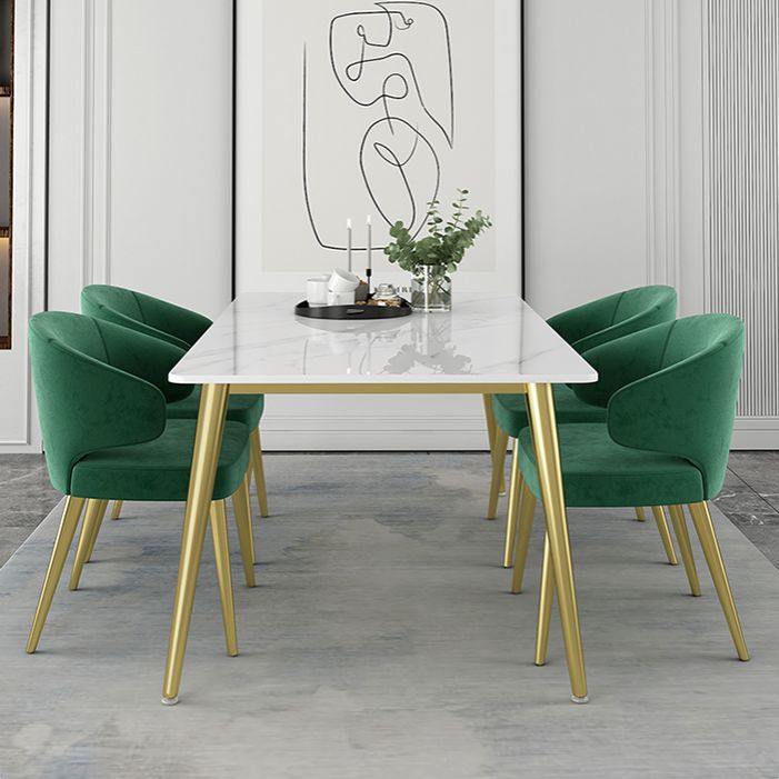 Ensemble de Table à manger rectangulaire 1/2/5 pièces, Table et chaises de salle à manger en pierre moderne