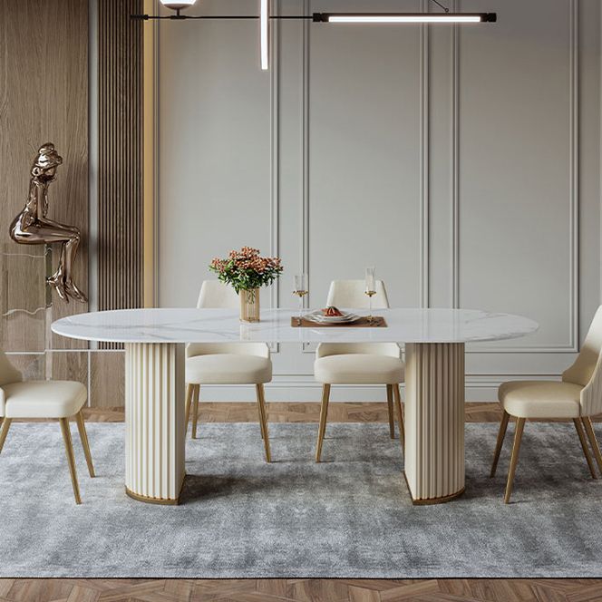 Metal Contemporary Free Form Indoor Table Sintered Stone Table for Dining Room Clearhalo ' dining_table' 'Dining Tables & Seating' 'Dining Tables' 'furn' 'furn_dining_table' 'Furniture' 'furniture_dining_table' 'Kitchen & Dining Furniture' 'kitchen&dining_furn' 'kitchen' 'kitchen_dining_table' 1200x1200_6059374b-bb29-4c35-8317-f102a3378f00