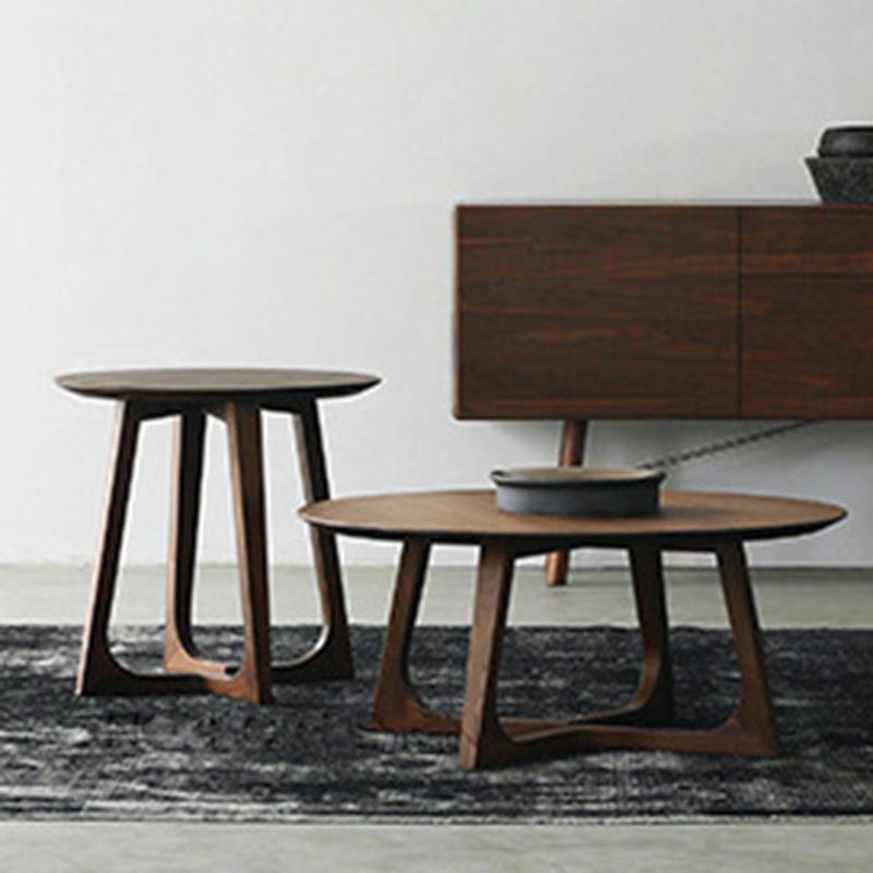 Solid Wood Round Coffee Table in Brown Scandinavian 2 Pieces Cocktail Table Set Clearhalo 'Coffee & Accent Tables' 'Coffee Tables' 'coffee_tables' 'furn' 'furn_coffee_tables' 'Furniture' 'Living Room Furniture' 1200x1200_60593ca4-0702-4e68-b7b0-cae6610bbbf2