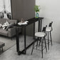 Mesa de bar rectangular de piedra sinterizada, mesa de pub con base negra y metálica