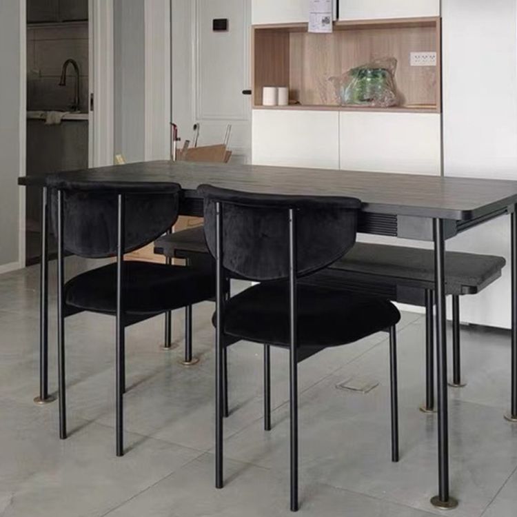 Nordic Armless Backrest Cushion Chair with Metal Legs for Dining Room Clearhalo 'Dining Chairs' 'Dining Tables & Seating' 'dining_chair' 'furn' 'furn_dining_chair' 'Furniture' 'Kitchen & Dining Furniture' 1200x1200_605b3f43-09e0-4f62-b019-9742d522ba4e