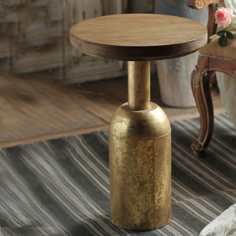 Solid Wood End Slide Table with Ironcraft Pedestal End Table Clearhalo 'Coffee & Accent Tables' 'End & Side Tables' 'end_side_tables' 'furn' 'furn_end_side_tables' 'Furniture' 'Living Room Furniture' 1200x1200_605bb2be-0125-44d6-b102-a662ba320ee1