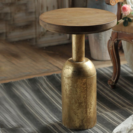 Ironcraft Pedestal Endテーブル付きのソリッドウッドエンドスライドテーブル