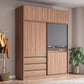 Contemporary Freestanding Wardrobe Armoire Brown Wood Wardrobe with Drawers