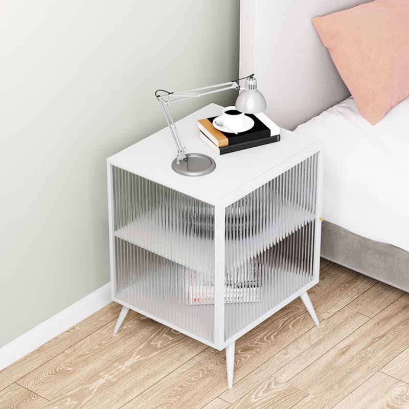 Modern Lower Shelf Nightstand Metal Bedside Cabinet with Glass Door for Bedroom Clearhalo 'Bedroom Furniture' 'furn' 'furn_night_stand' 'Furniture' 'night_stand' 'Nightstands' 1200x1200_605e59ac-484c-41f4-bc5f-65b0faf05932