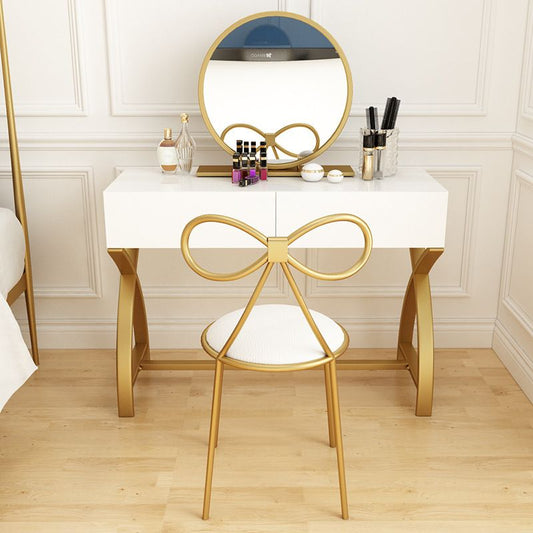 Vanity glam set con cassetto vanità per trucco in legno bianco brillante, largo 15,74 "