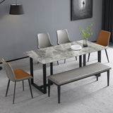 Gesinterde stenen eettafel moderne dubbele voetstuktafel voor thuisgebruik