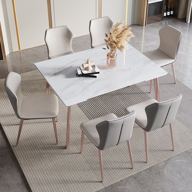 Modern 1/4/5/7 Pieces Rectangle Dinette Set with Sintered Stone Scalable Dining Table Set Clearhalo 'Dining Room Sets' 'Dining Tables & Seating' 'dining_room_set' 'furn' 'furn_dining_room_set' 'Furniture' 'furniture_dining_room_set' 'Kitchen & Dining Furniture' 1200x1200_606447ad-6840-4e11-95e9-8e4aaab98463